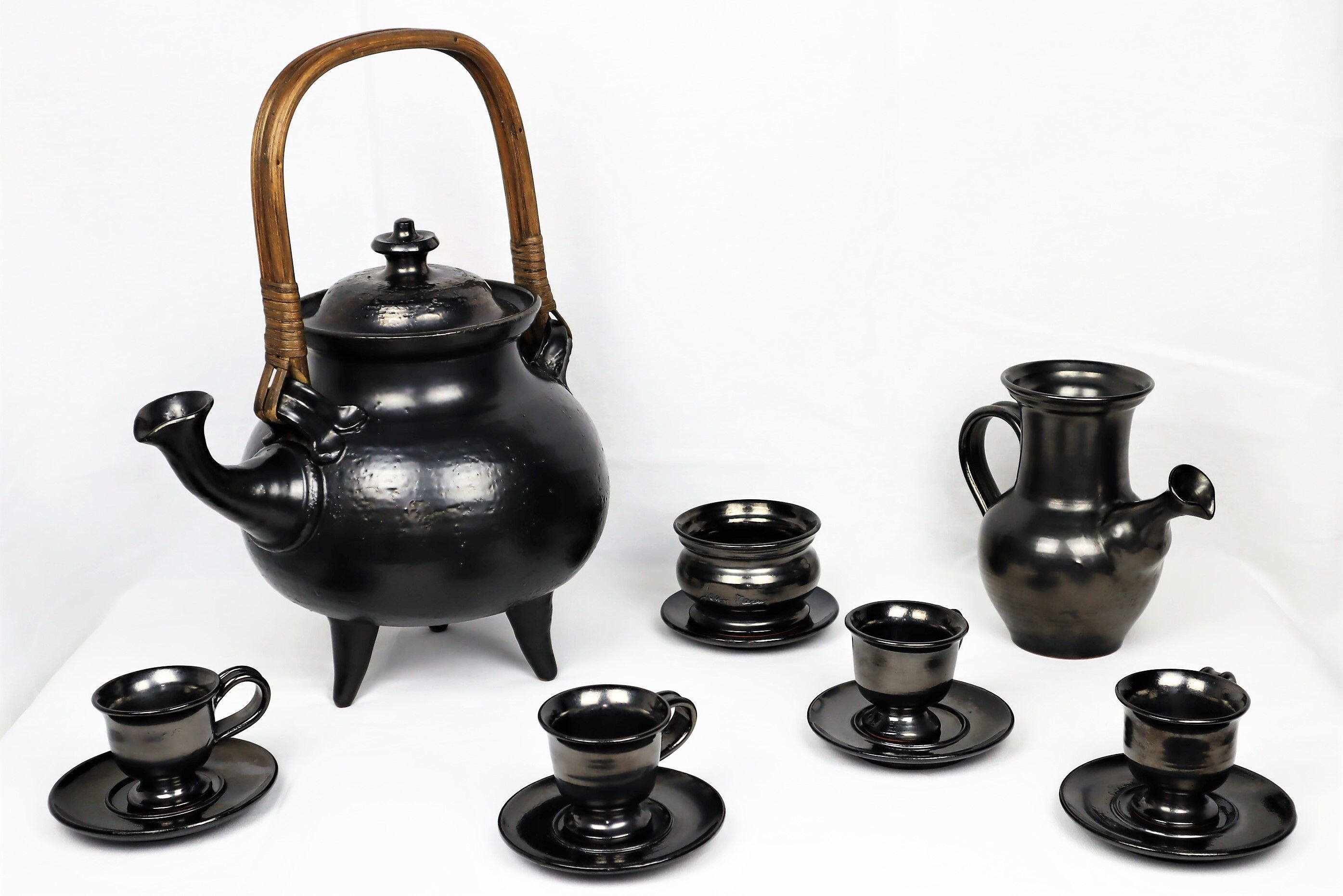 Jean Marais Tea Service, black ceramic 1980