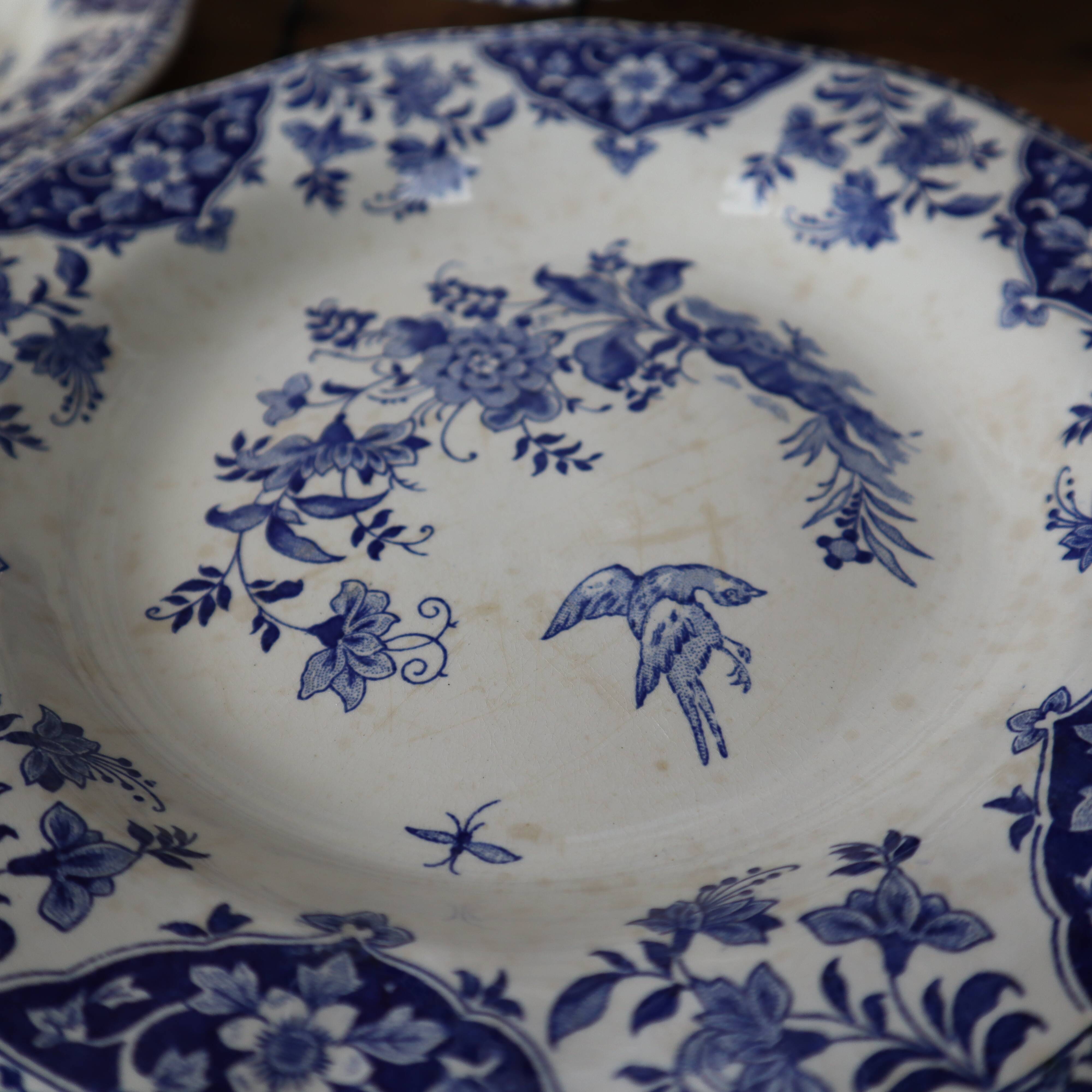 5 Gien Delft earthenware soup plates