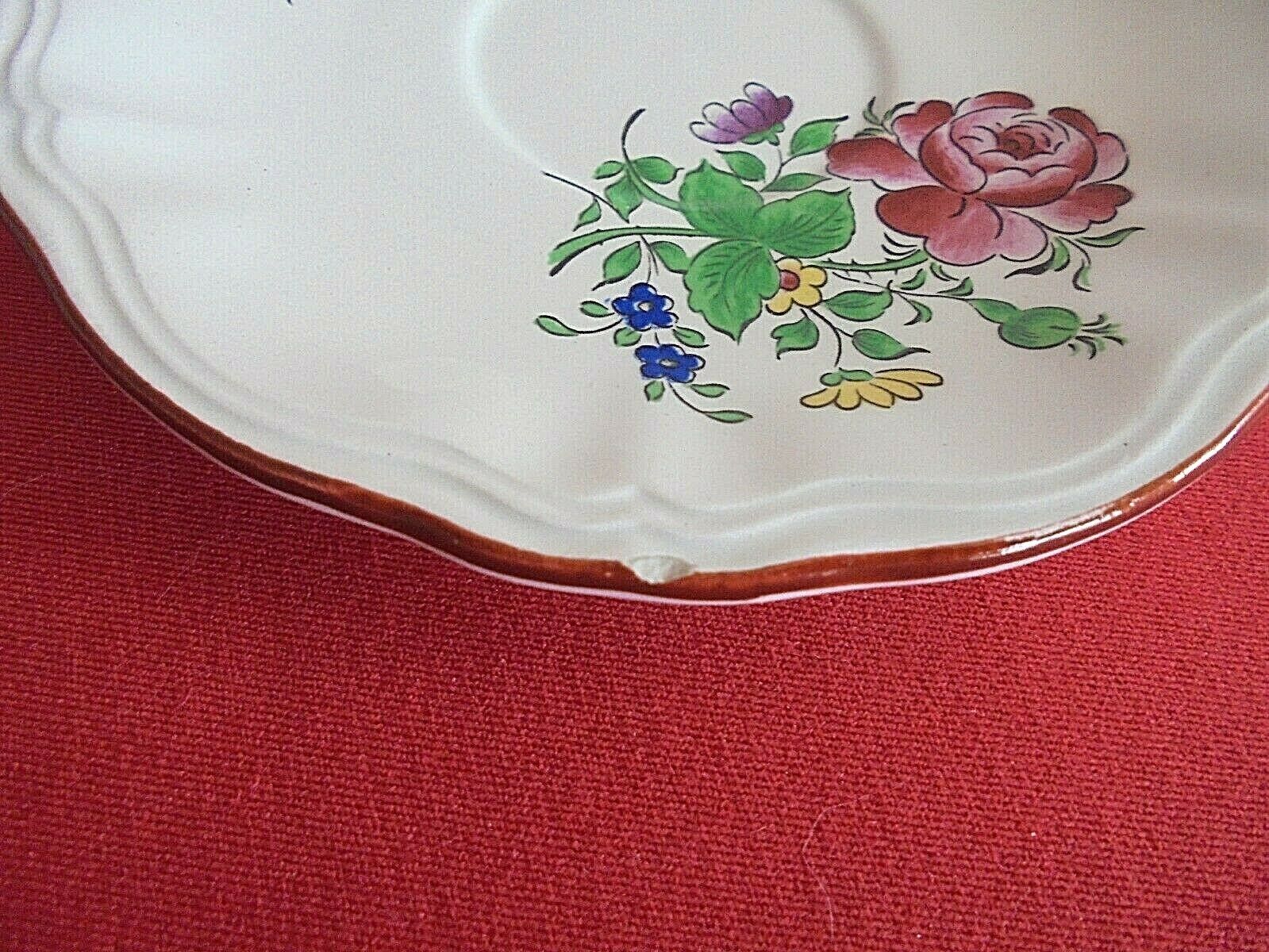 Service à café porcelaine Lunéville Motifs fleurs 5 tasses et soucoupes+sucrier