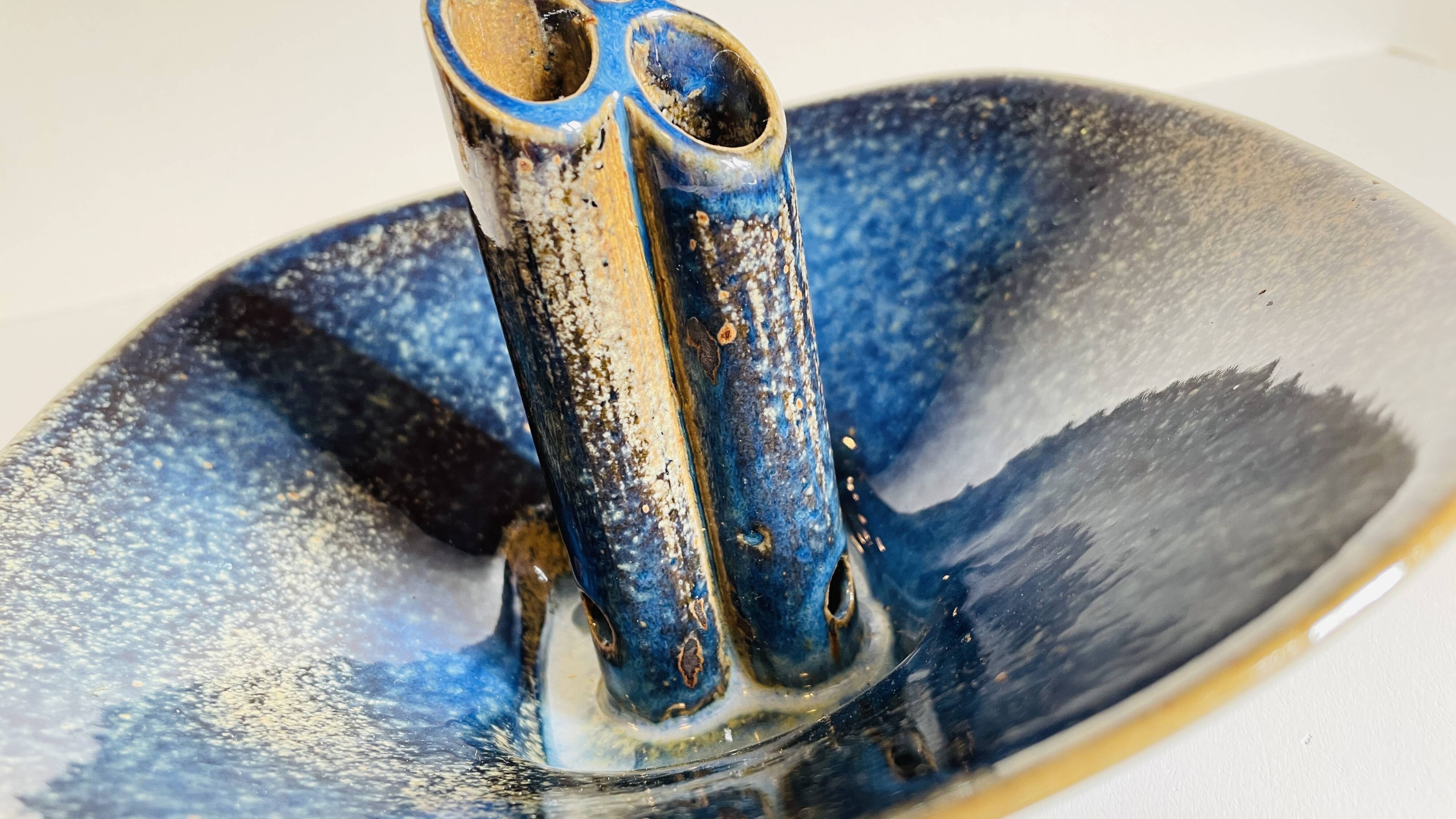 Vase céramique bleue vintage