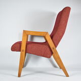 Fauteuil d'origine vintage "Relax", années 1960, Europe de l'Est, rénové, tissu rouge