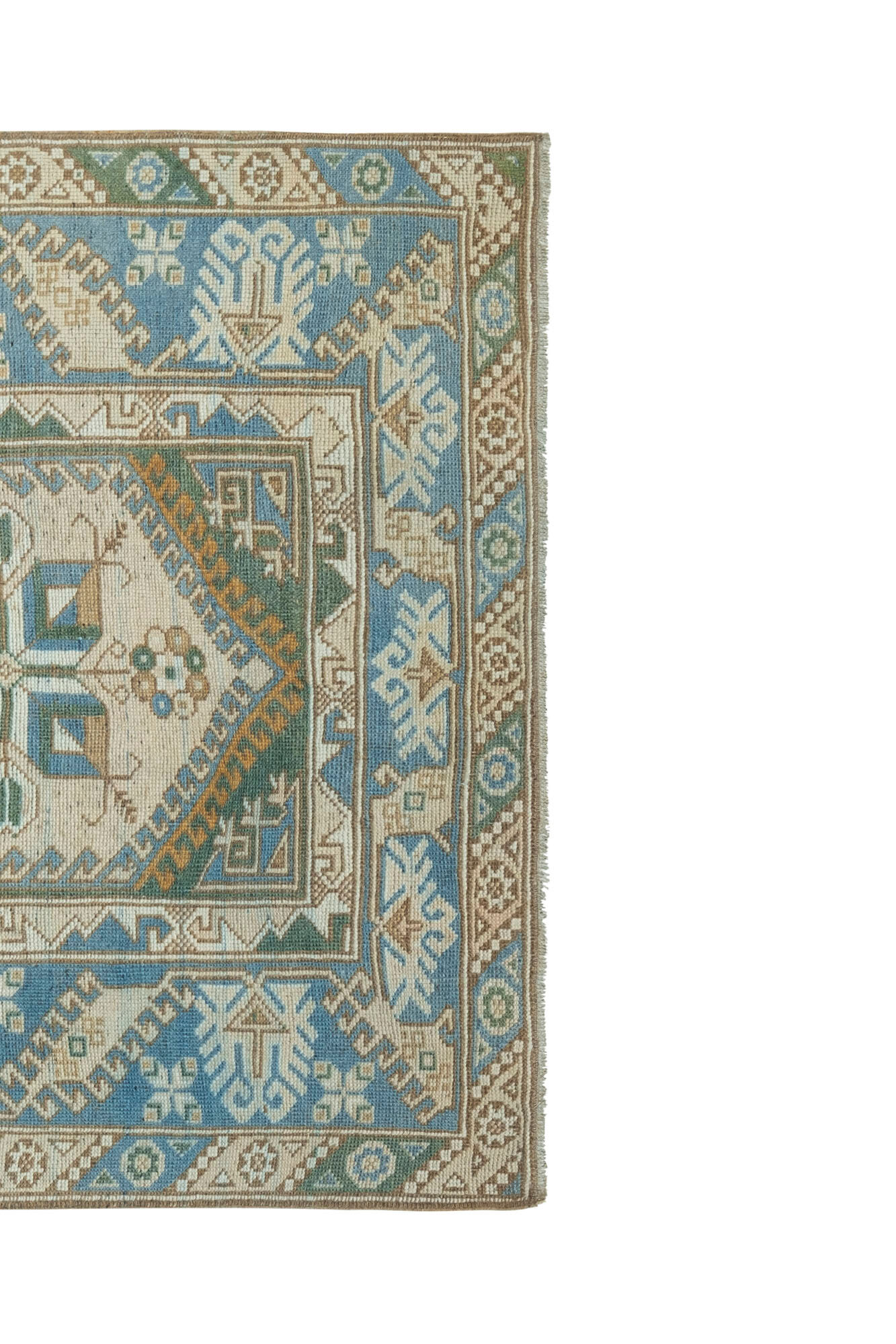 Distressed Vintage Blue Turkish Rug 4'1" X 6'9"