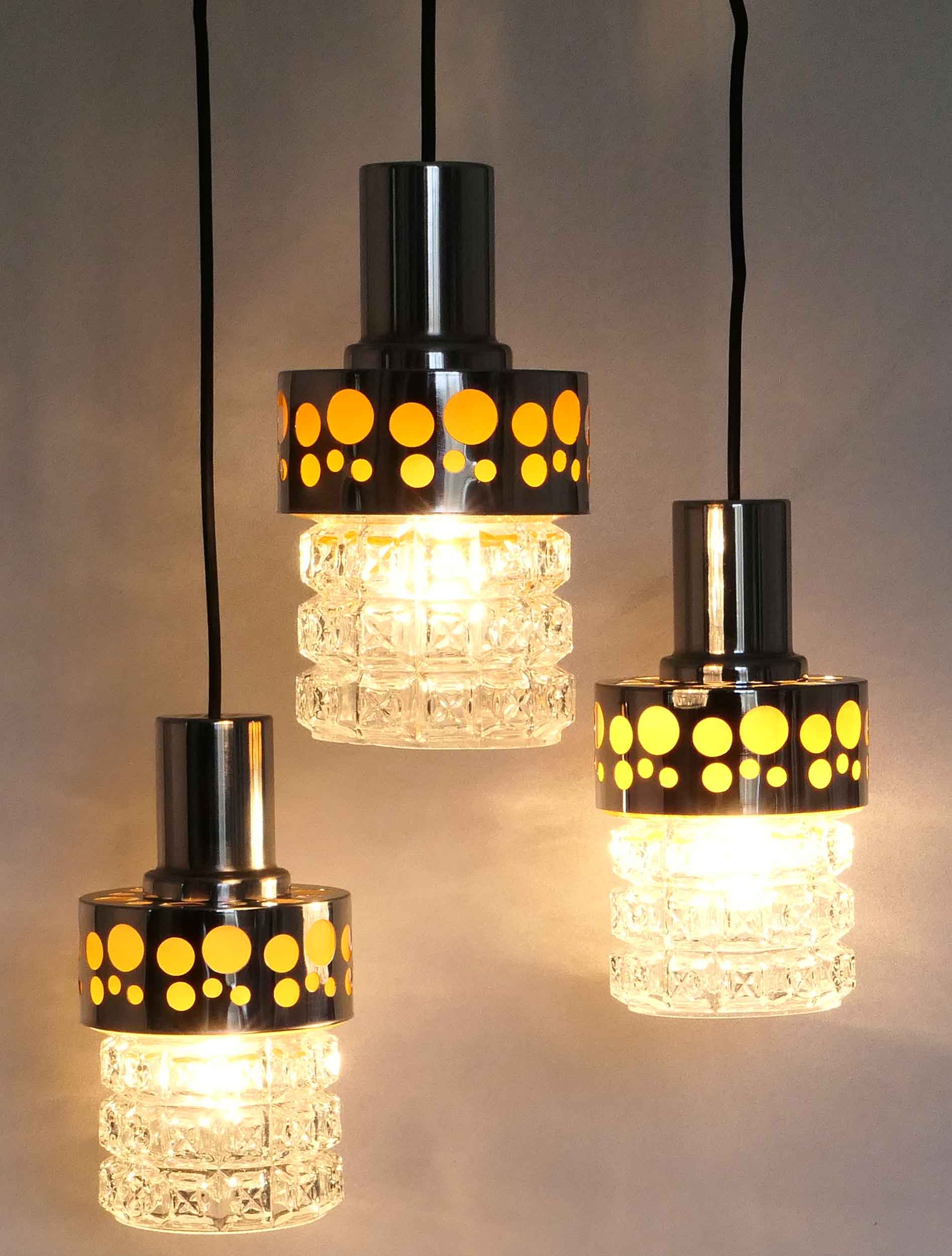 1970s hanging Raak 3 lights