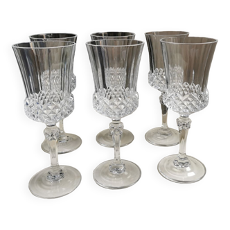 6 Cristal d Arques stemmed glasses