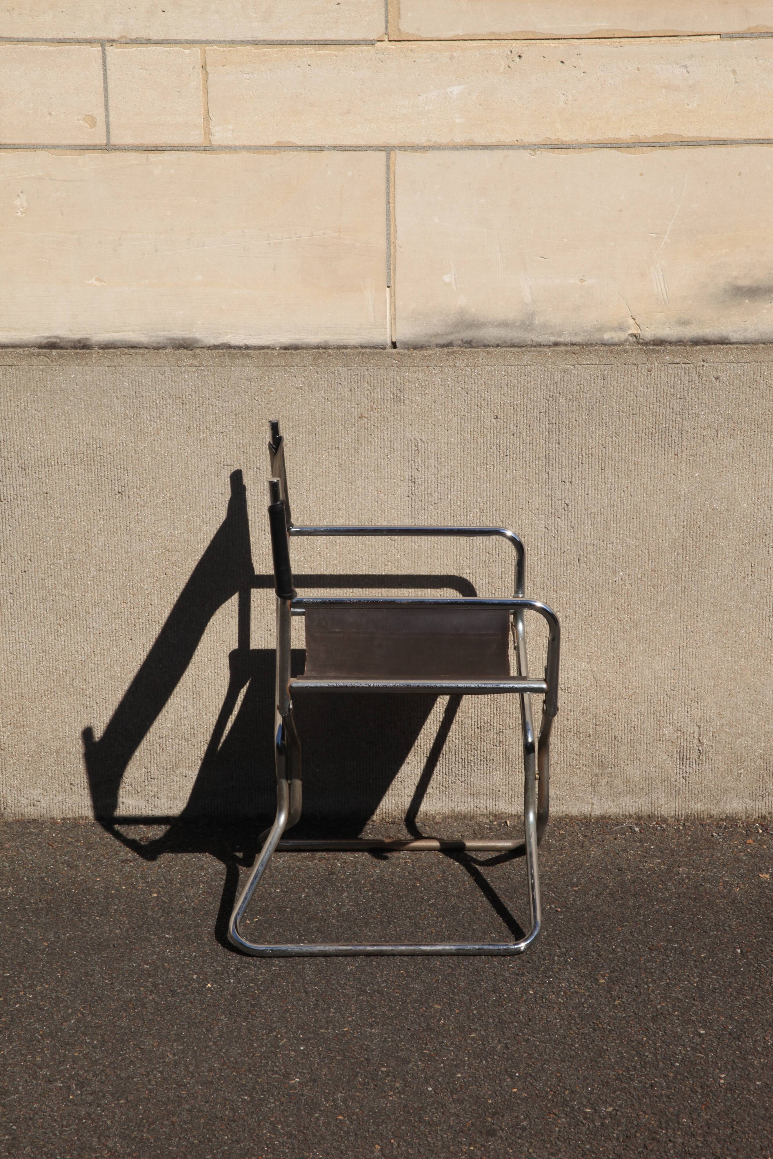 Lafuma folding leather armchair