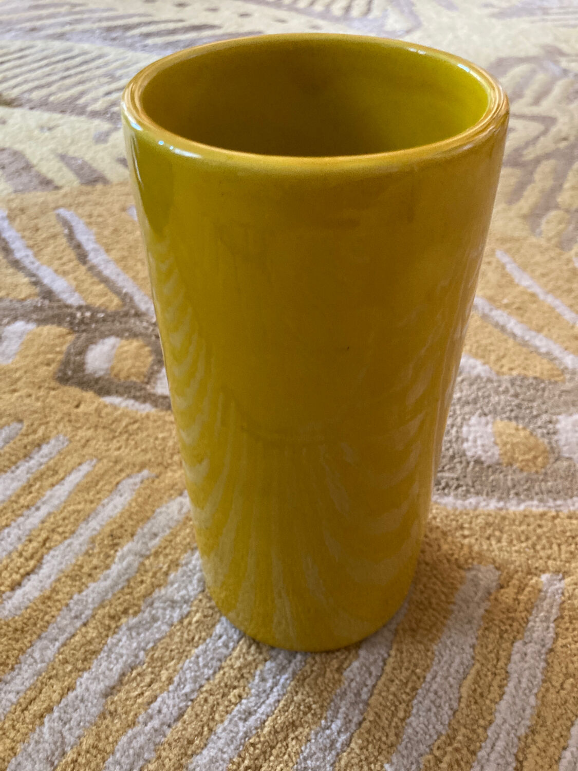Yellow ceramic roller vase
