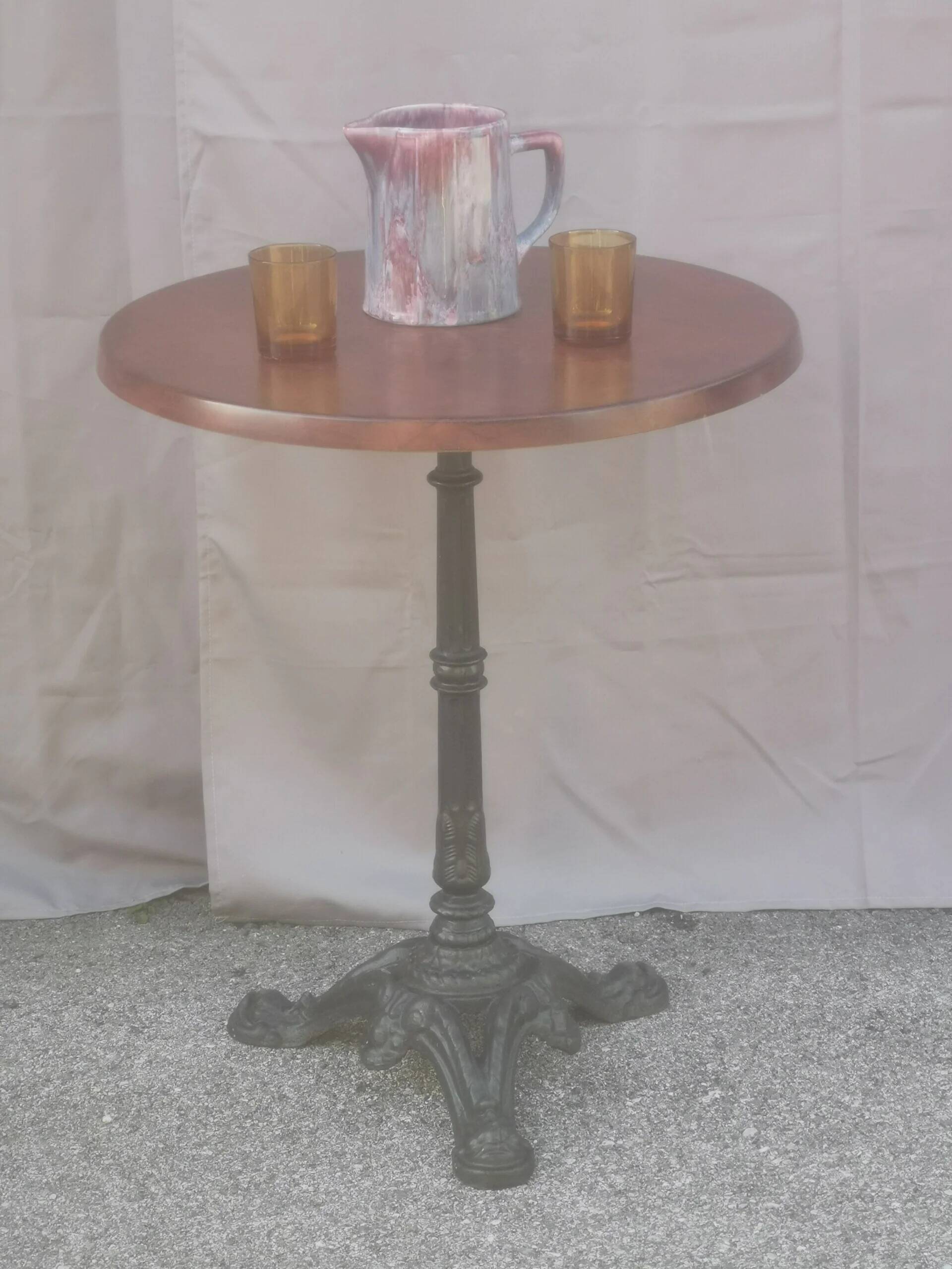 Vintage bistro side table with brown top