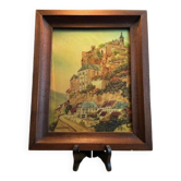 Painting on / under glass depicting Rocamadour