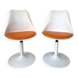 Space age 70s swivel tulip foot chairs