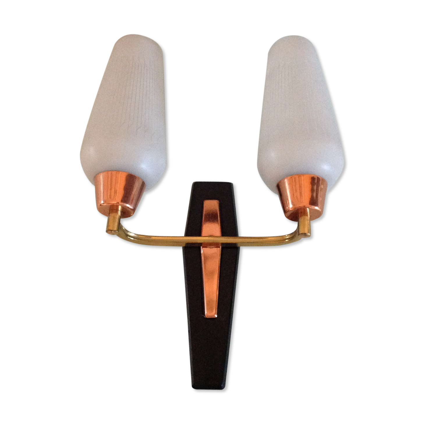 Wall lamp double conical glasses in opaline white style Scandinavian