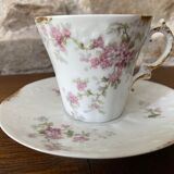 Set of 2 old porcelain cups with their saucer