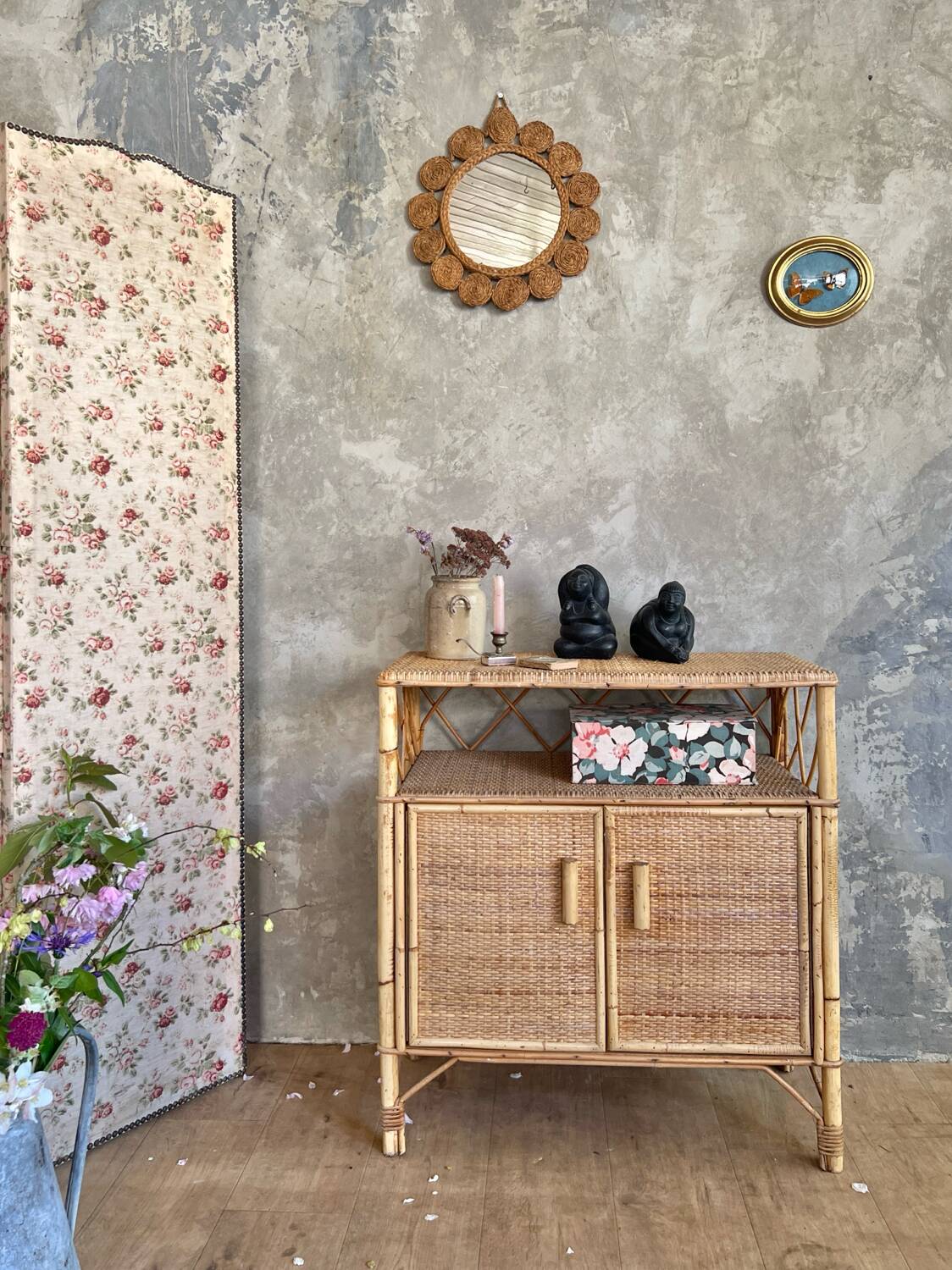 Vintage rattan sideboard