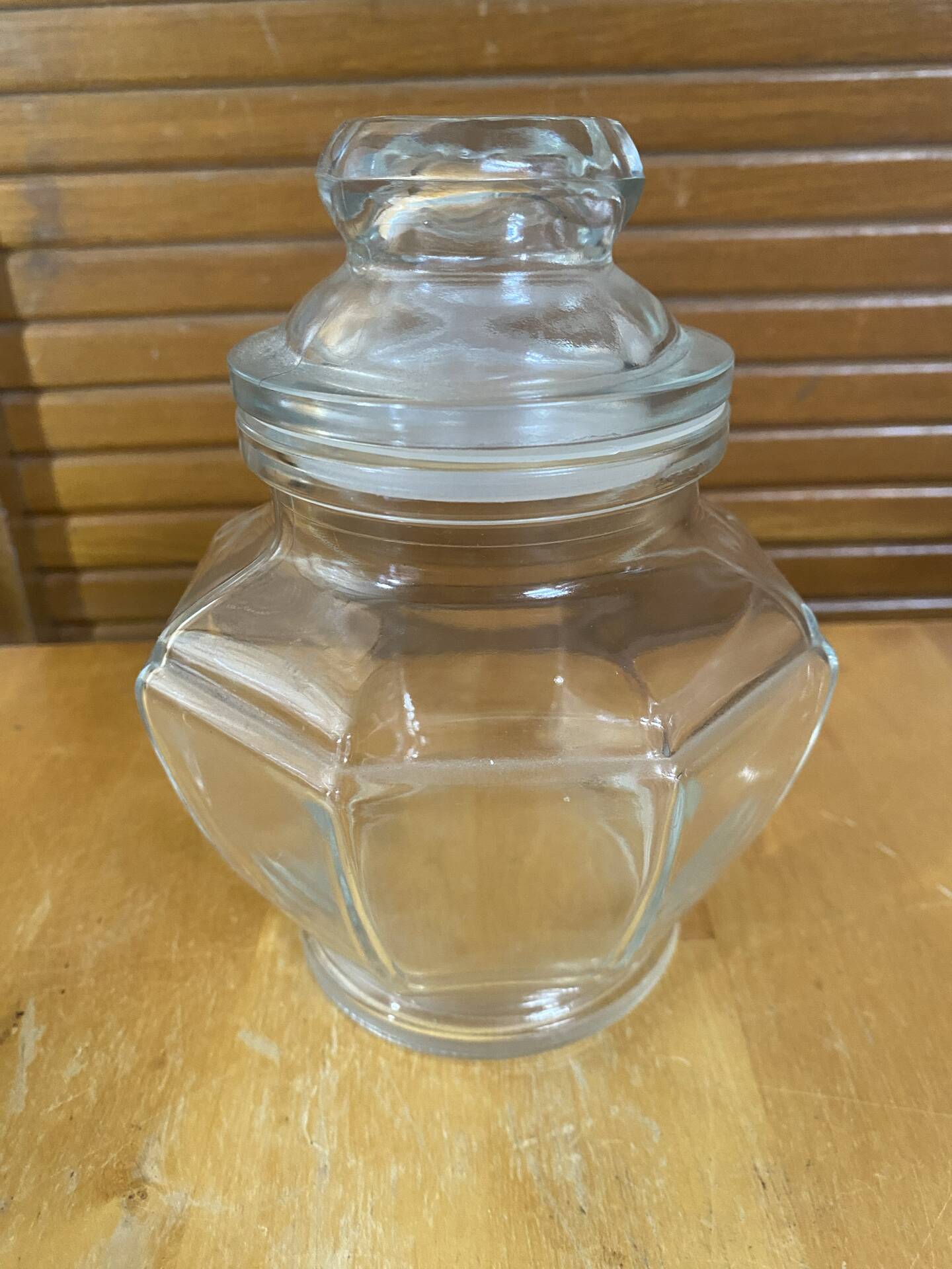 Antique Glass Bonbonnière + Lid Kitchen Storage Italy #