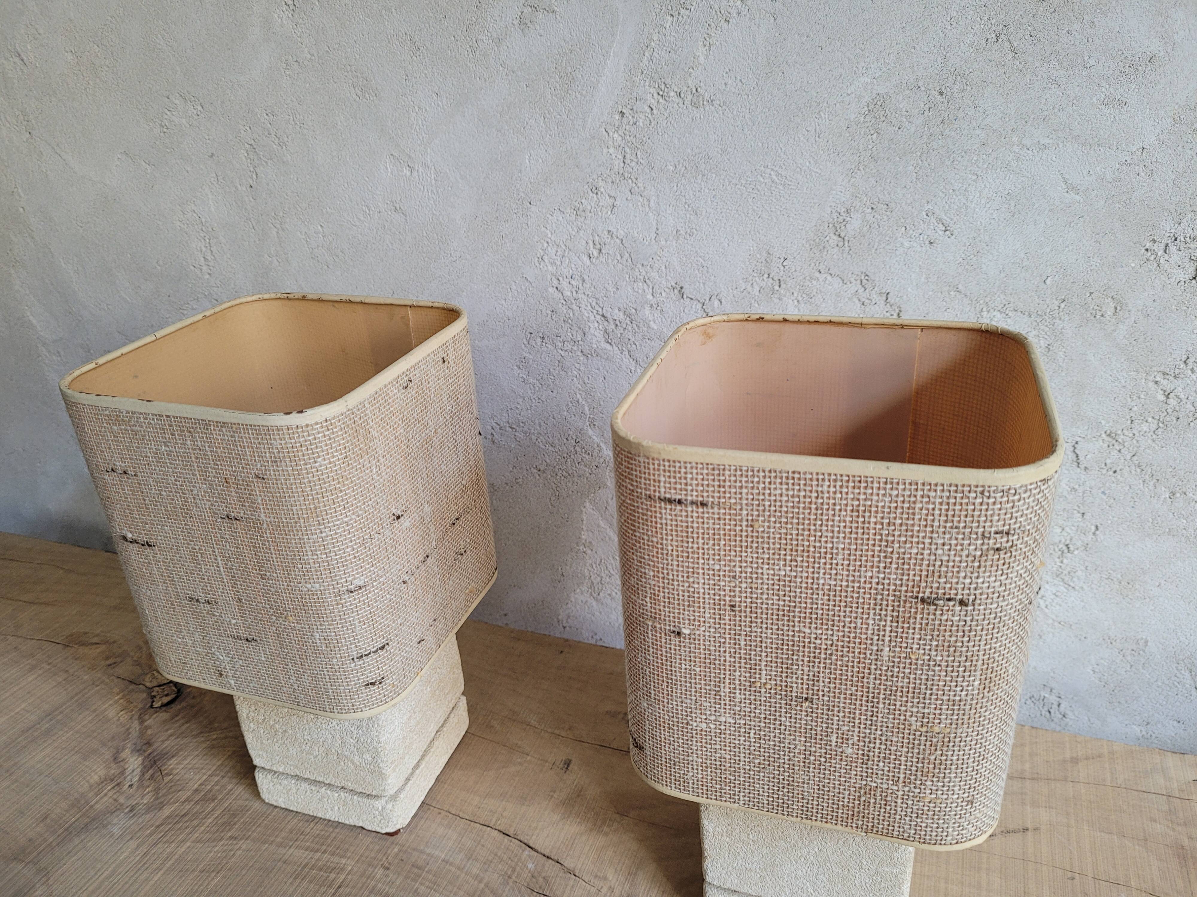 Paire de lampes en pierre années 60