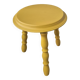 Tabouret tripode vintage en bois tourné jaune