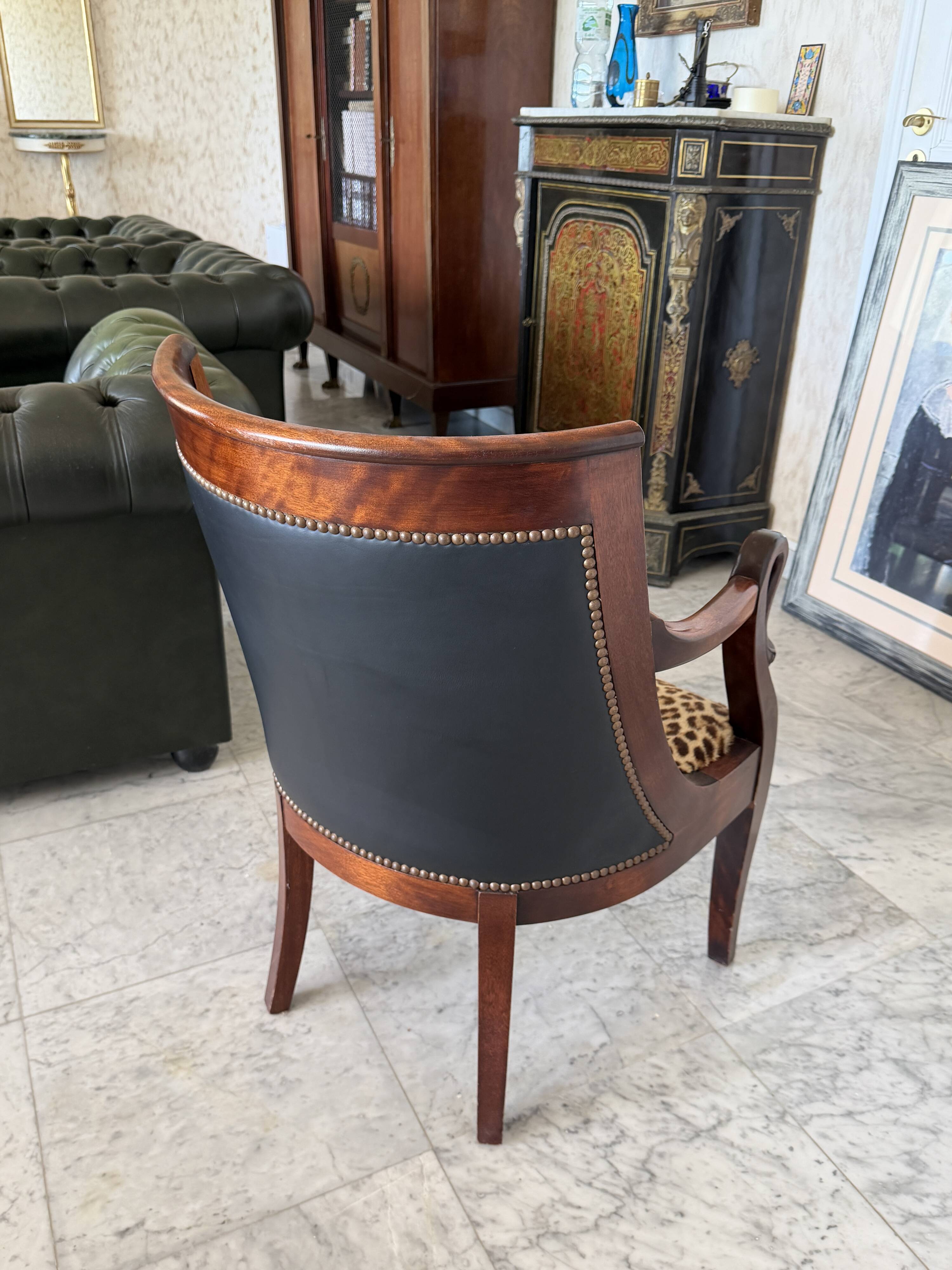 Fauteuil style Empire / Consulat à col de cygne