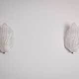 Pair of vintage glass leaf wall lamps