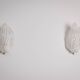 Pair of vintage glass leaf wall lamps