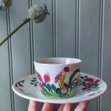 Cup and saucer Creil & Montereau "Rooster"