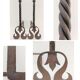 Pair of sculptural cast iron chenets with twisted heads