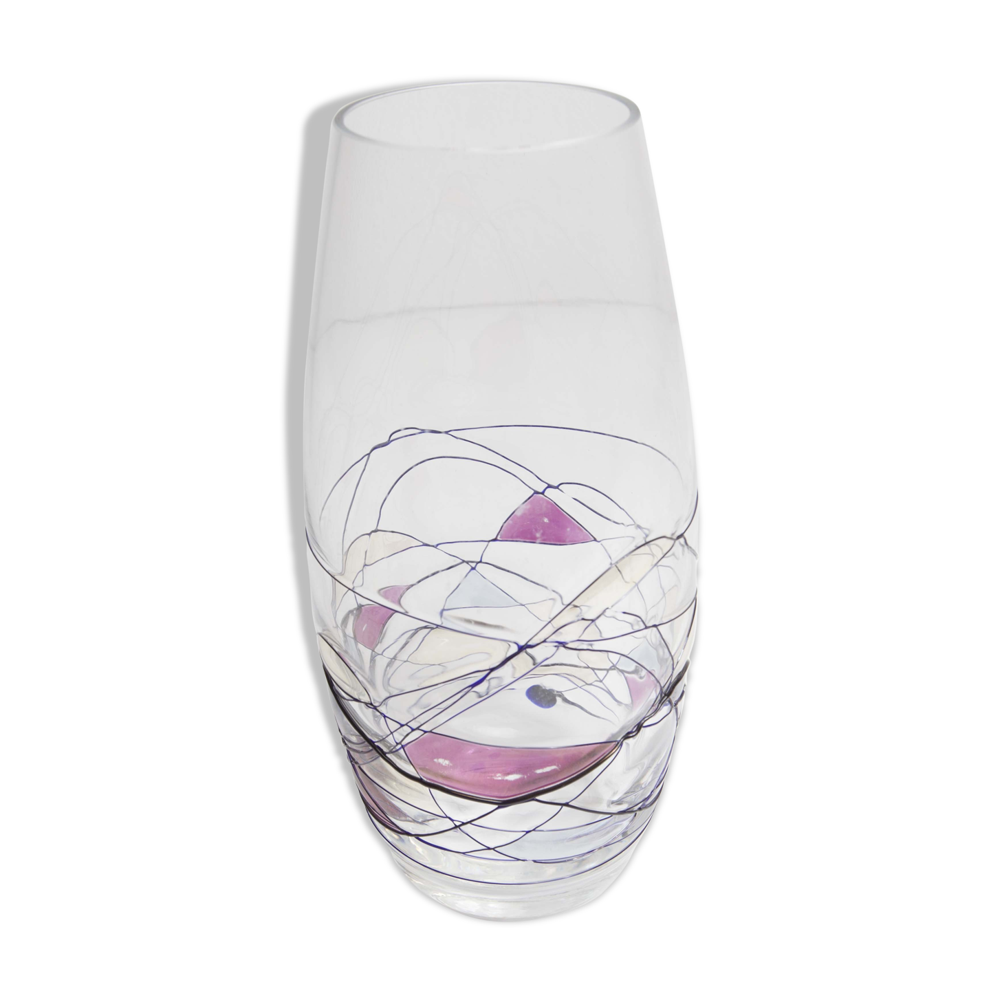 Vase transparent décoré 60's