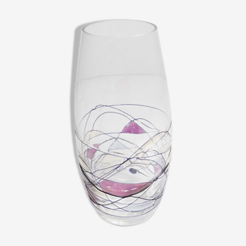 Vase transparent décoré 60's