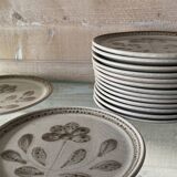 Set of 6 Sarreguemines stoneware dessert plates, Jocelyne pattern