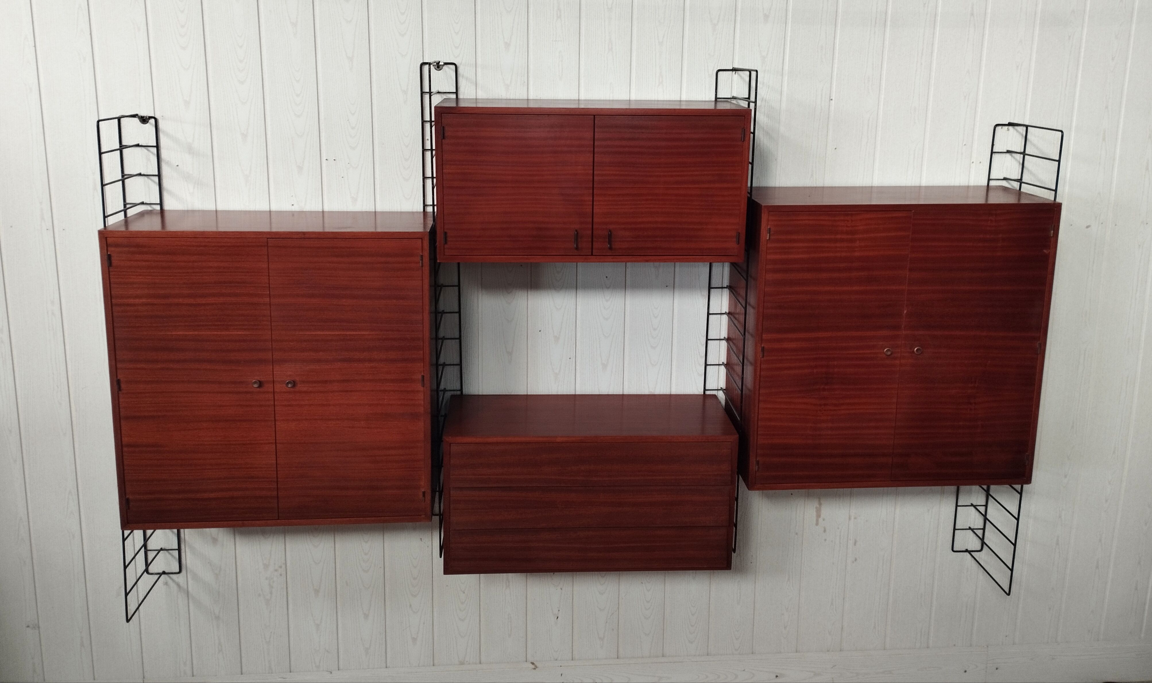 Scandinavian modular teak bookcase shelving system