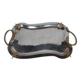 plateau argent laiton retro annees 1960