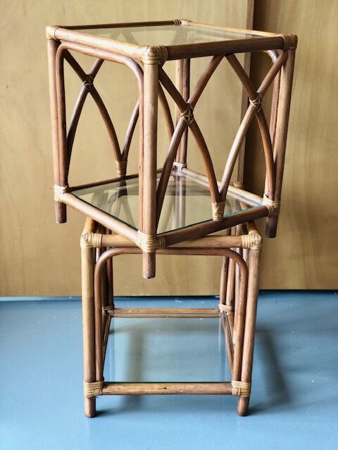 Bamboo and rattan bedside tables