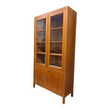 XL vintage display cabinet high in wood / cupboard / laboratory cupboard