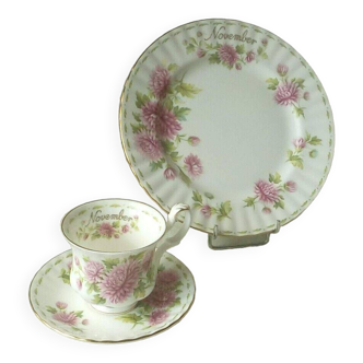 Coffee tea cup dessert plate november royal albert chrysantheme decor