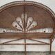Large vintage headboard in woven rattan fan / Peacock 180cm