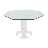 1970s lucite dining table with glass top