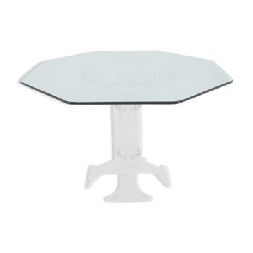 Table à manger lucite des années 1970 avec plateau en verre