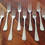 Christofle - Set of 9 America model table forks - Design Luc Lanel - in silver-plated metal