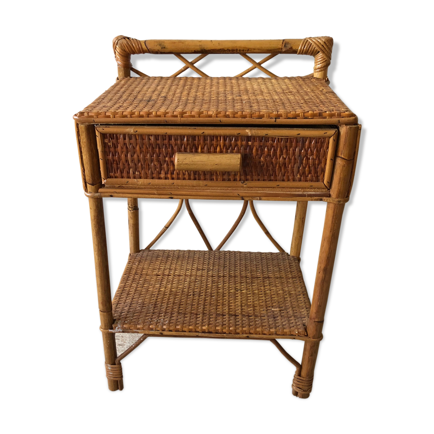 Vintage rattan nightstand