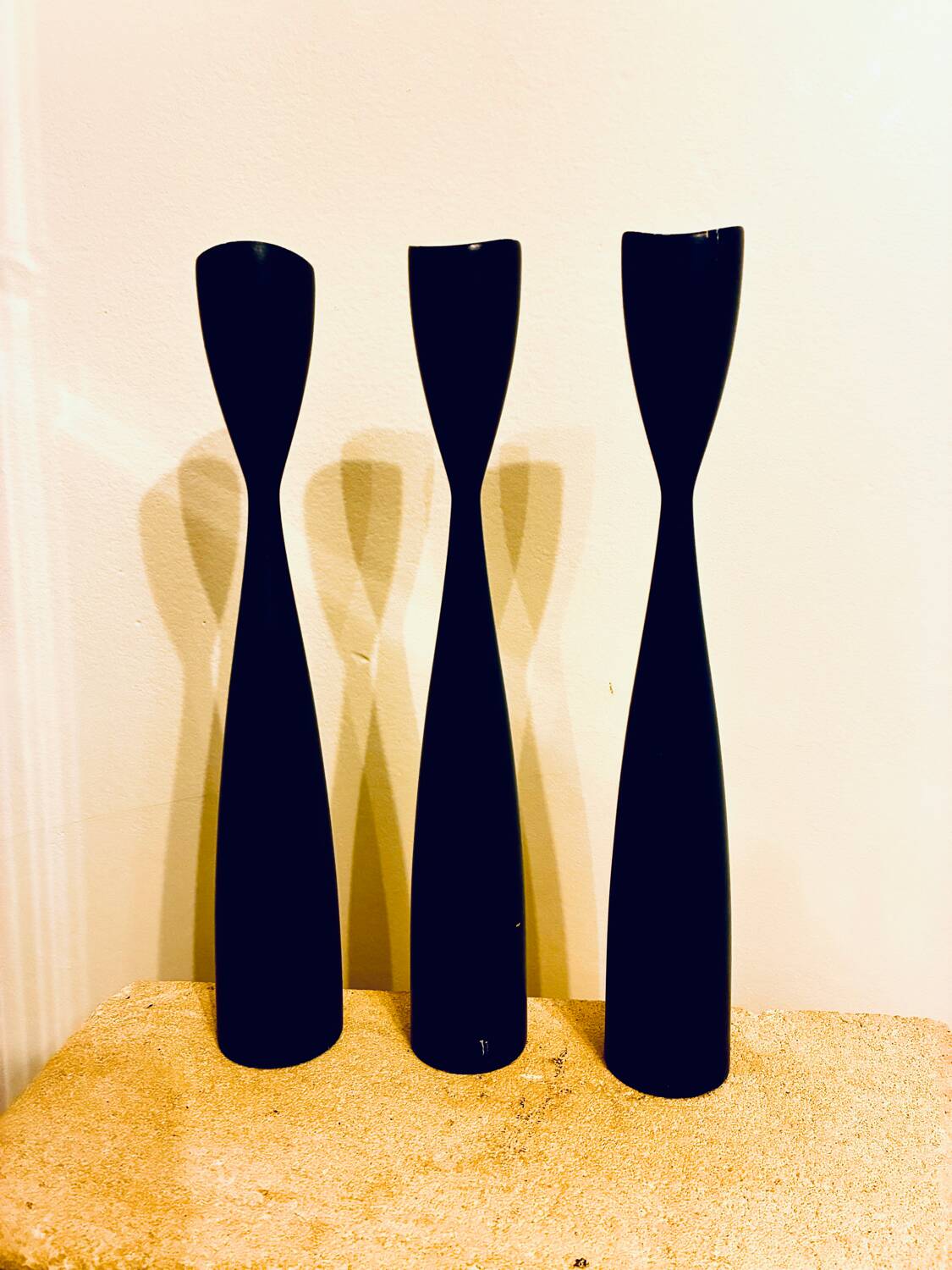 Set of 3 Danish candle holders from the 1950s-60s.