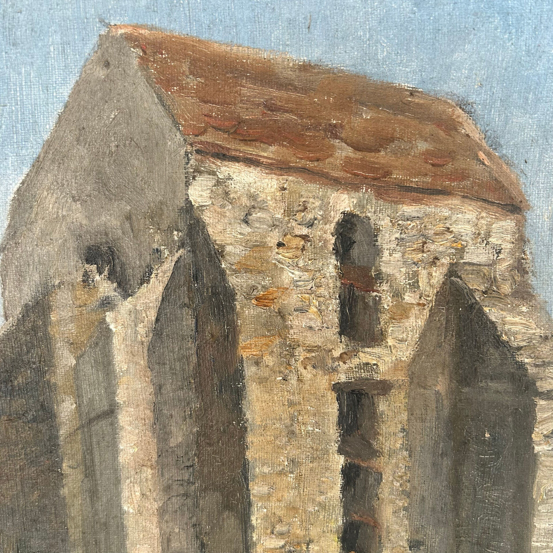 Old painting The country church