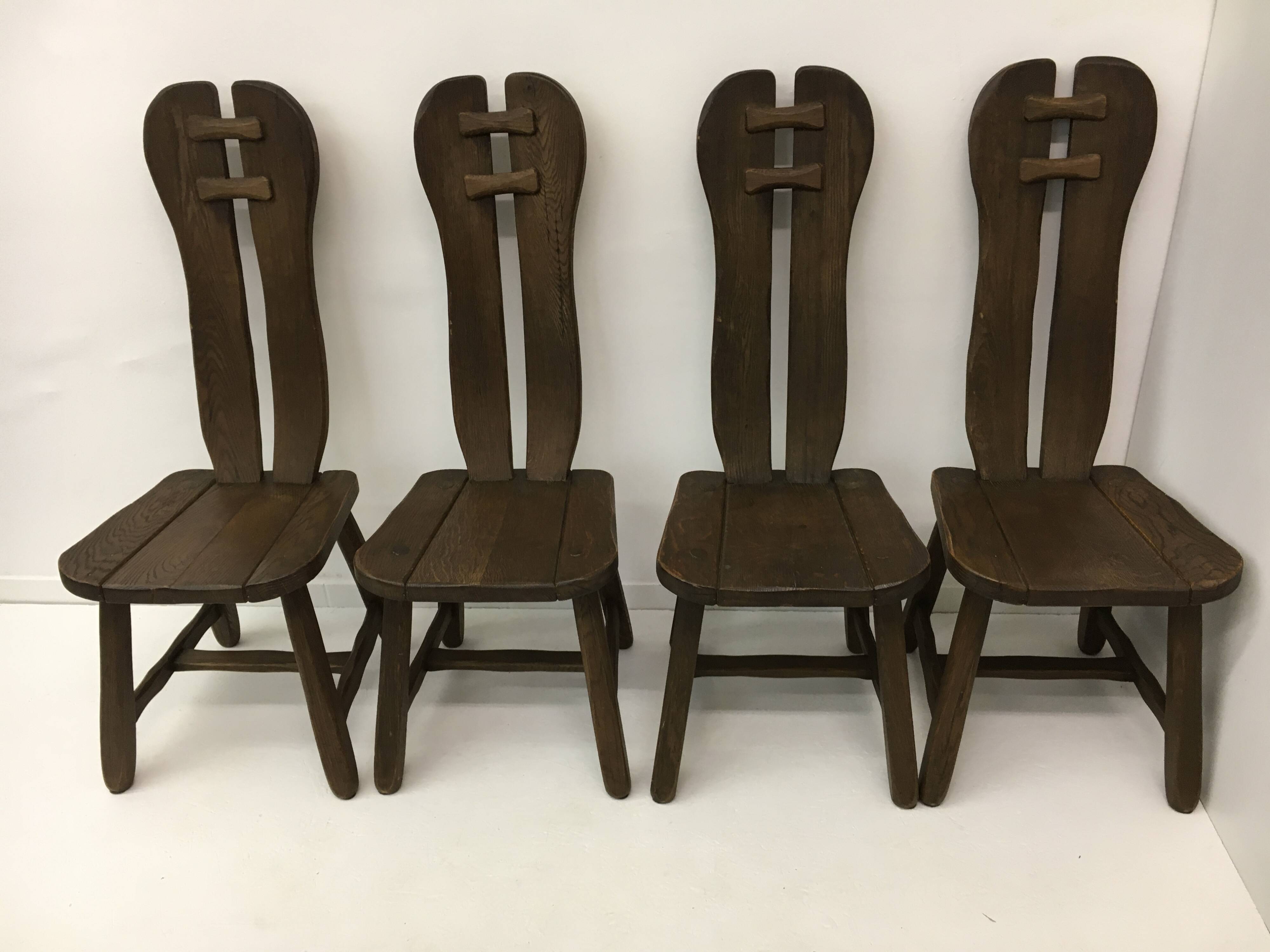 Set of 4 Belgian Brutalist Dining Chairs from De Puydt, 1970’s