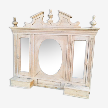 Beautiful mirror in carved wooden frame with 2 drawers '50s
