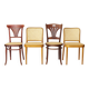 4 chaises de café viennoises en bois et cannage, restaurées, début du XXe siècle