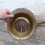 Pot in hammered copper and natural stones mounted in lamp india asia