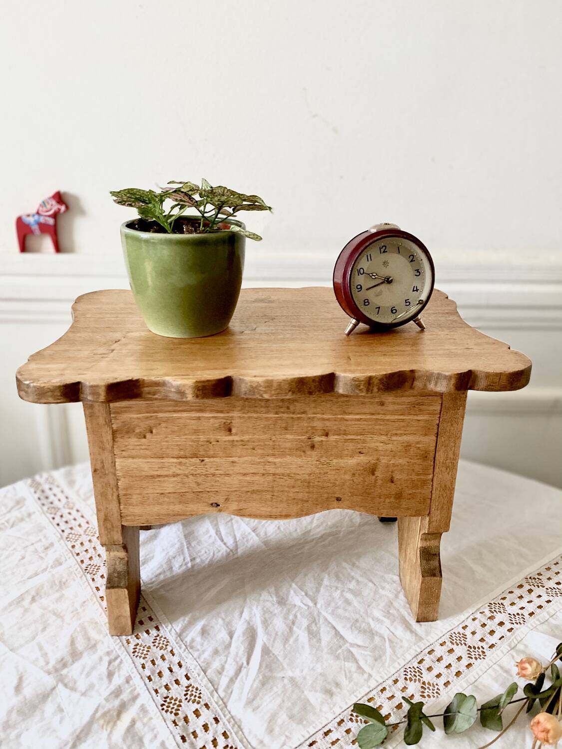 Small vintage wooden chest bench