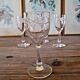 Antique liqueur (digestif) glasses in engraved crystal, geometric decoration