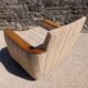 Paire de fauteuils vintage en bois et tissu