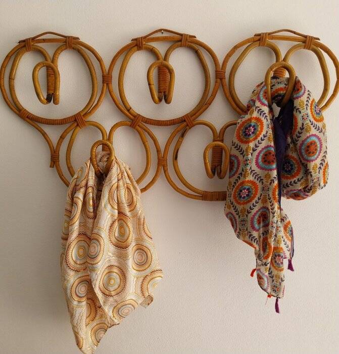 Vintage rattan coat rack by Franco Albini