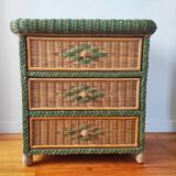 Wicker chest of drawers, 1970s-80s.