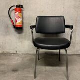 Vintage Retro Design Black Faux Leather Armchair