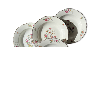 7 assiettes creuses en porcelaine vintage digoin sarreguemines modèle conde motif oiseau de paradis